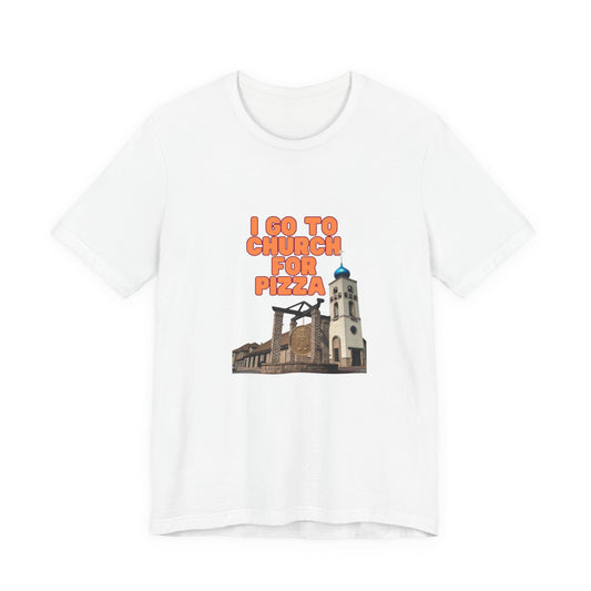 I Go to Church for Pizza T-Shirt — Funny Retro Church Pizza Graphic Tee