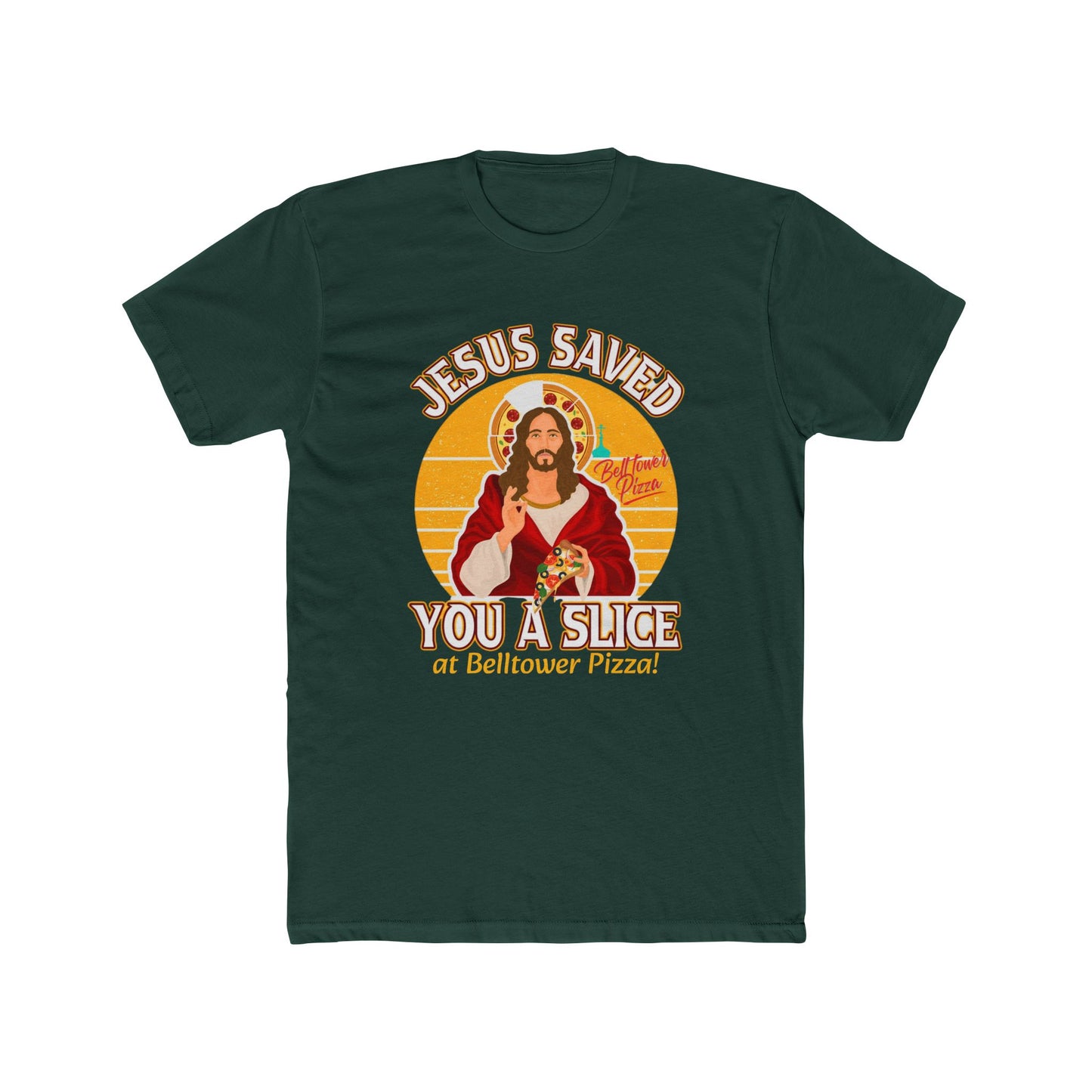 Jesus Saved You a Slice T-Shirt — Vintage Pizza Faith Tee