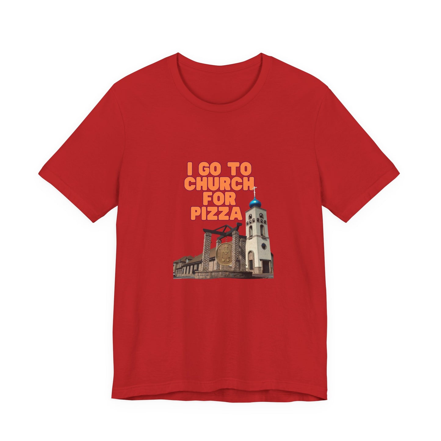 I Go to Church for Pizza T-Shirt — Funny Retro Church Pizza Graphic Tee