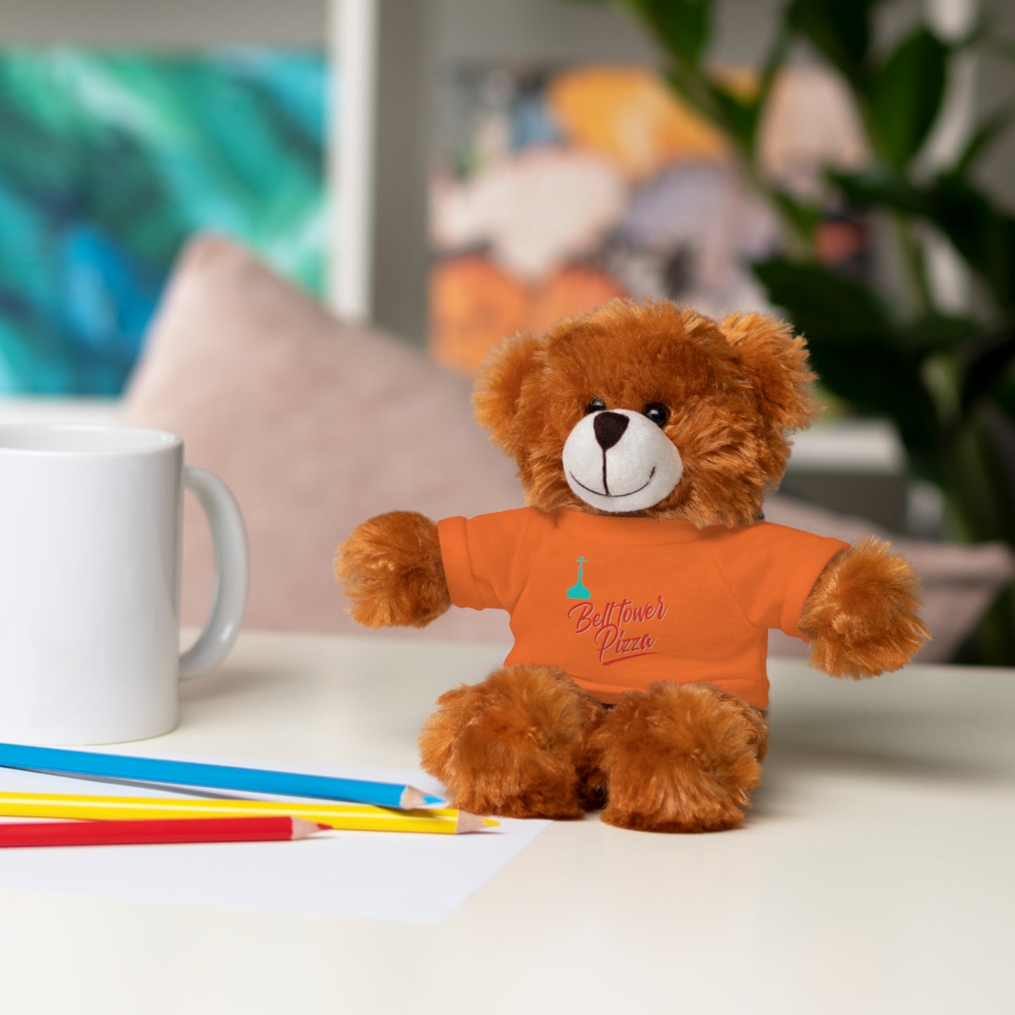 Bellflower Pizza Teddy Bear — Plush Toy with Branded Tee