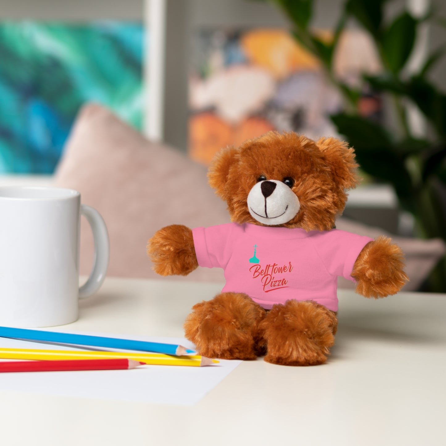 Bellflower Pizza Teddy Bear — Plush Toy with Branded Tee