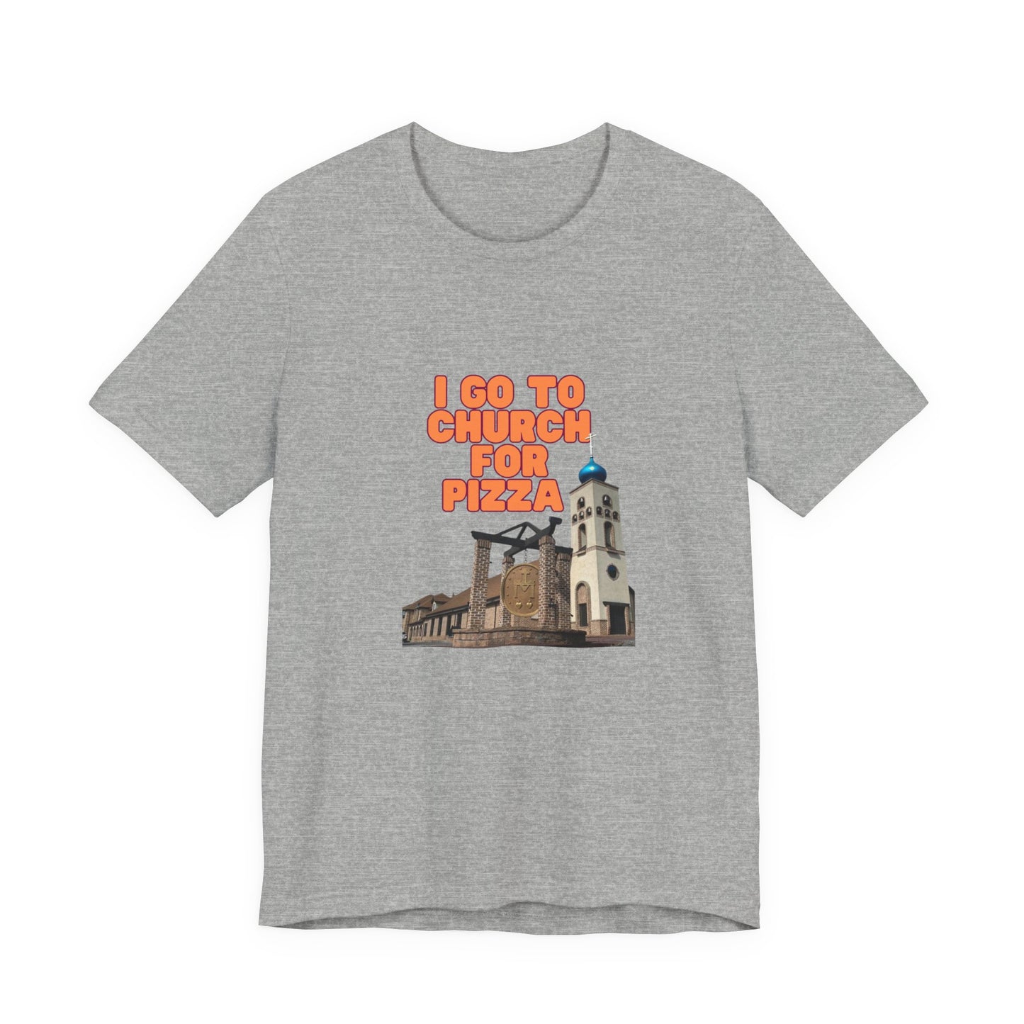 I Go to Church for Pizza T-Shirt — Funny Retro Church Pizza Graphic Tee