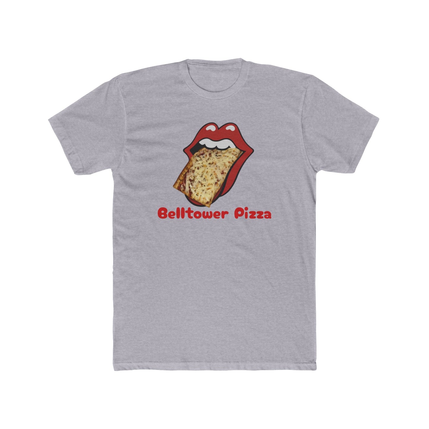 Belltower Pizza Graphic Tee — Retro Rolling Lips Pizza T-Shirt