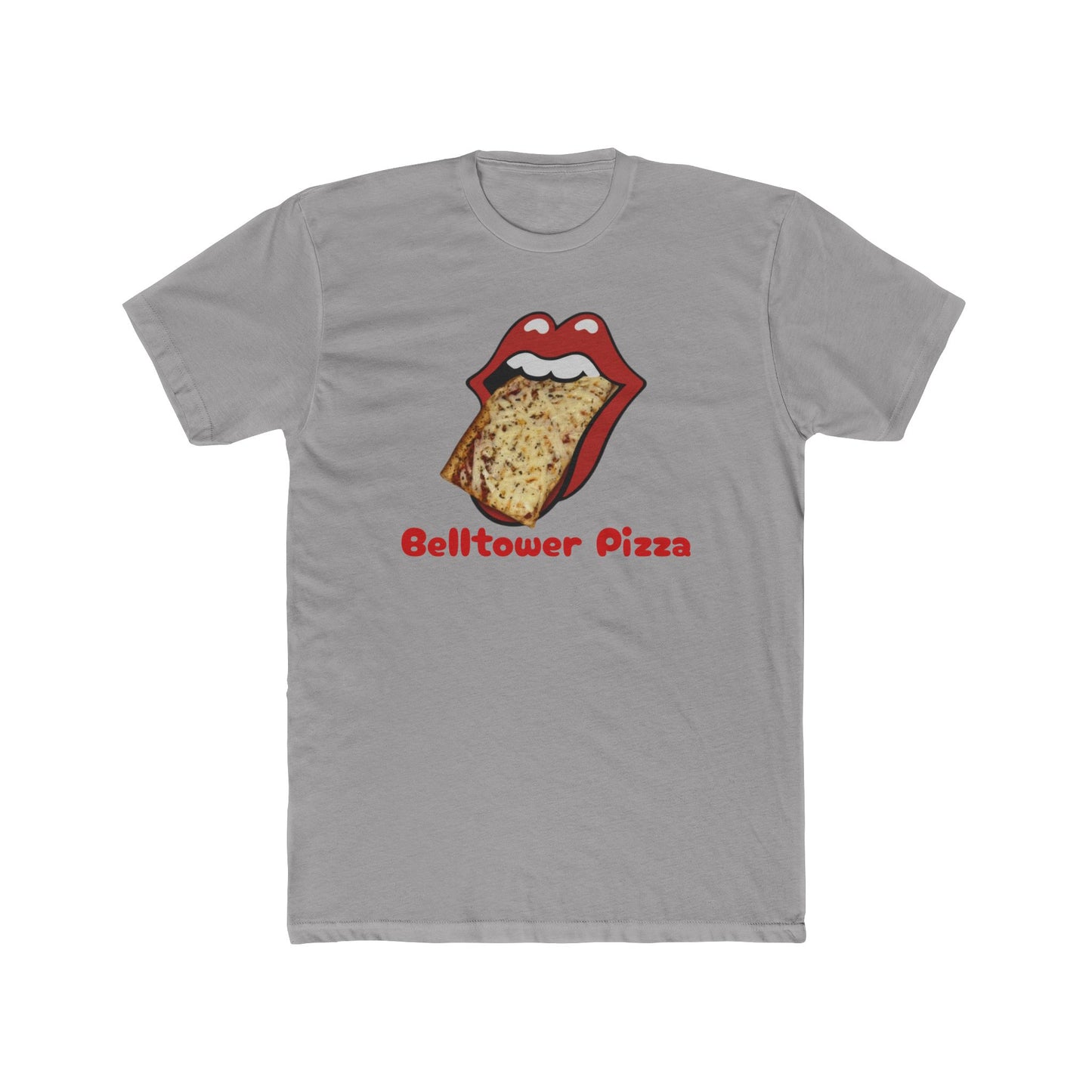 Belltower Pizza Graphic Tee — Retro Rolling Lips Pizza T-Shirt