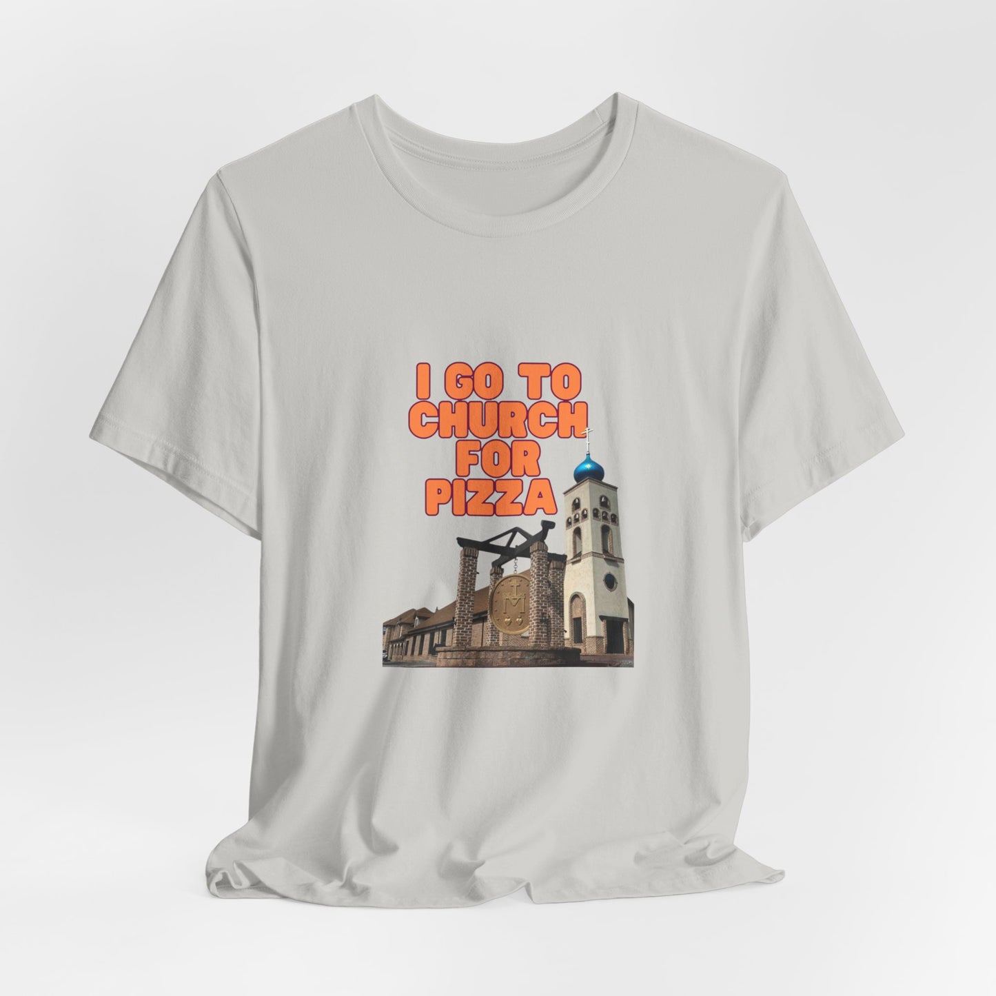 I Go to Church for Pizza T-Shirt — Funny Retro Church Pizza Graphic Tee