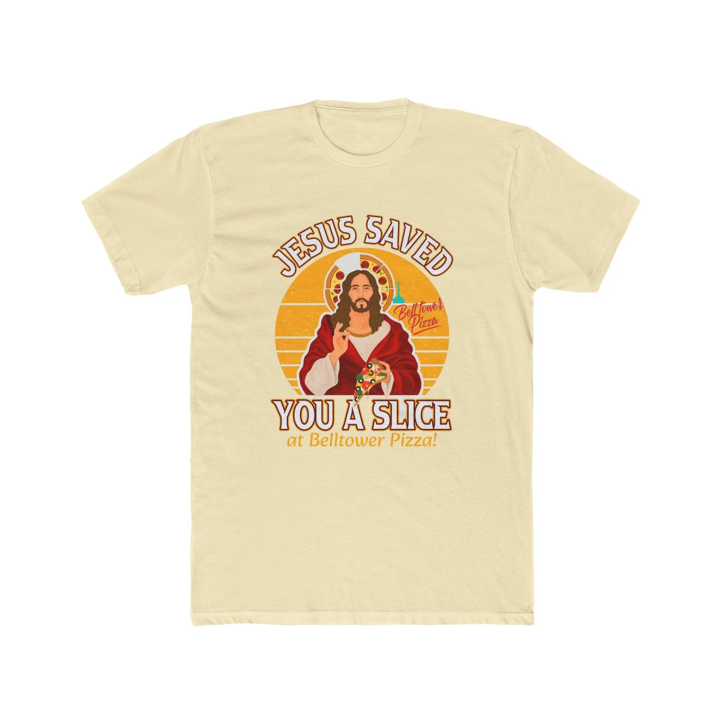 Jesus Saved You a Slice T-Shirt — Vintage Pizza Faith Tee