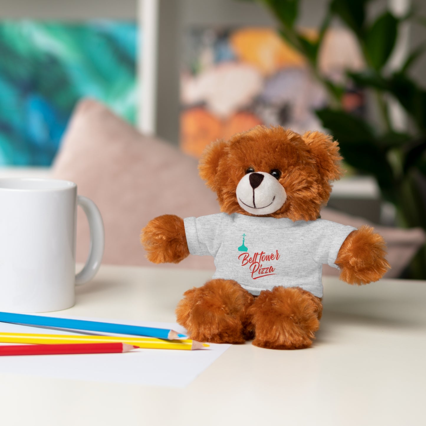 Bellflower Pizza Teddy Bear — Plush Toy with Branded Tee