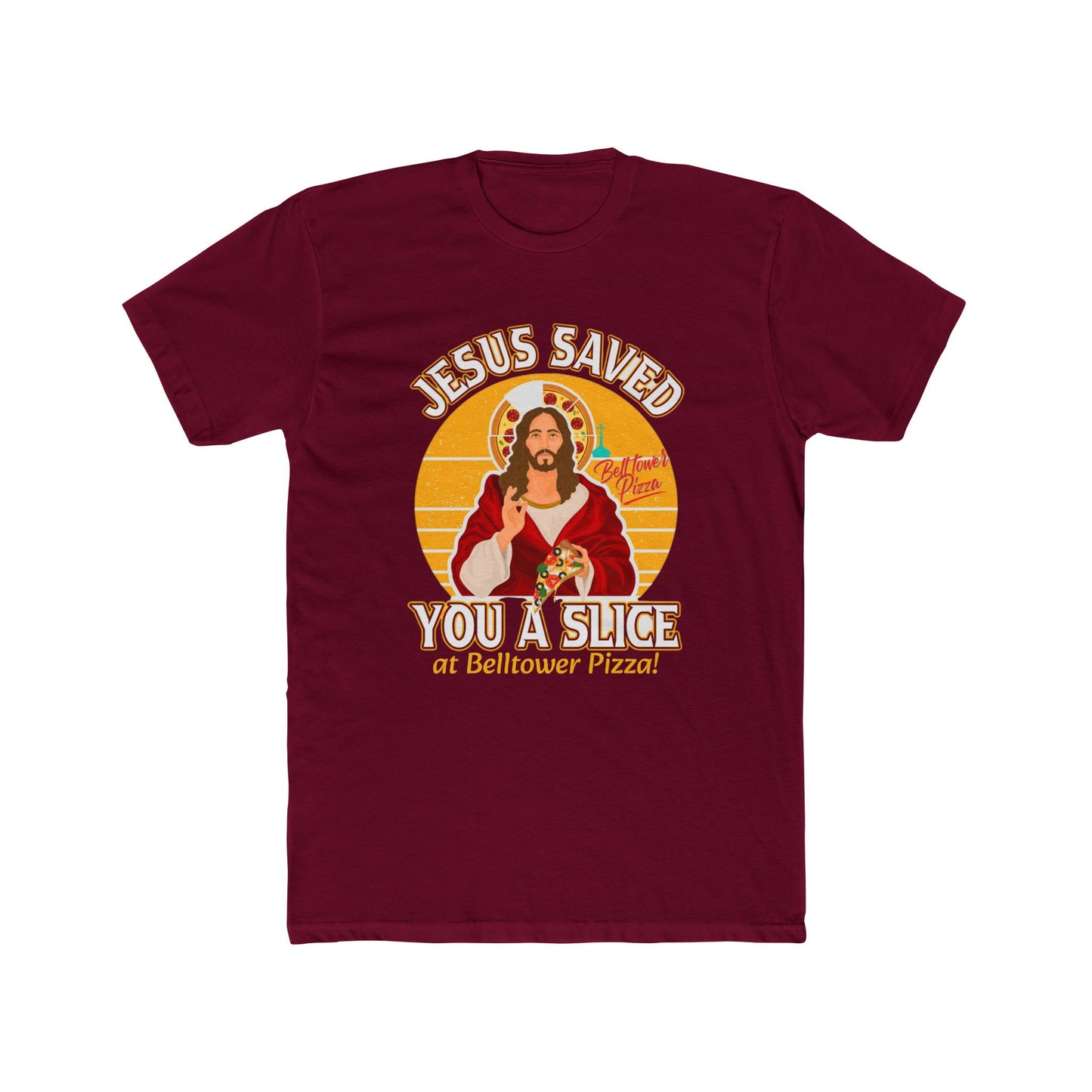 Jesus Saved You a Slice T-Shirt — Vintage Pizza Faith Tee