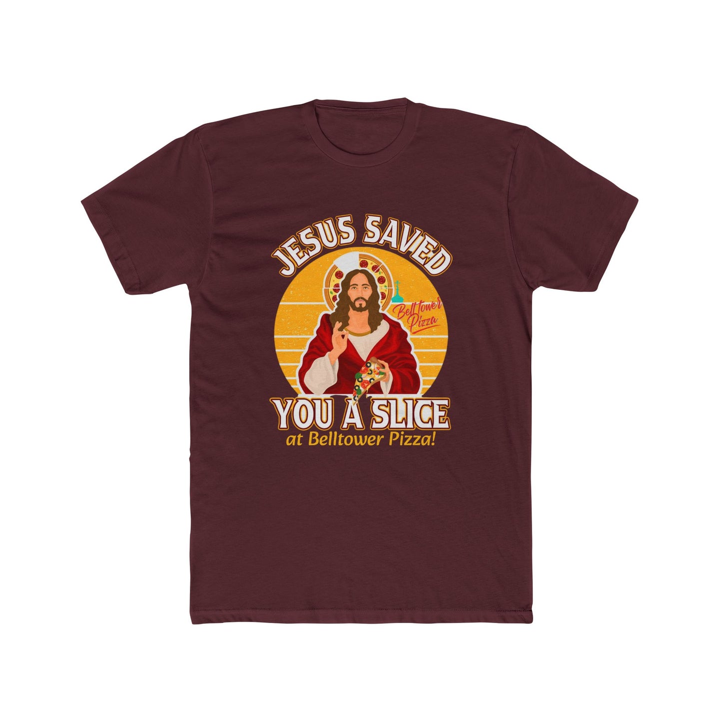 Jesus Saved You a Slice T-Shirt — Vintage Pizza Faith Tee