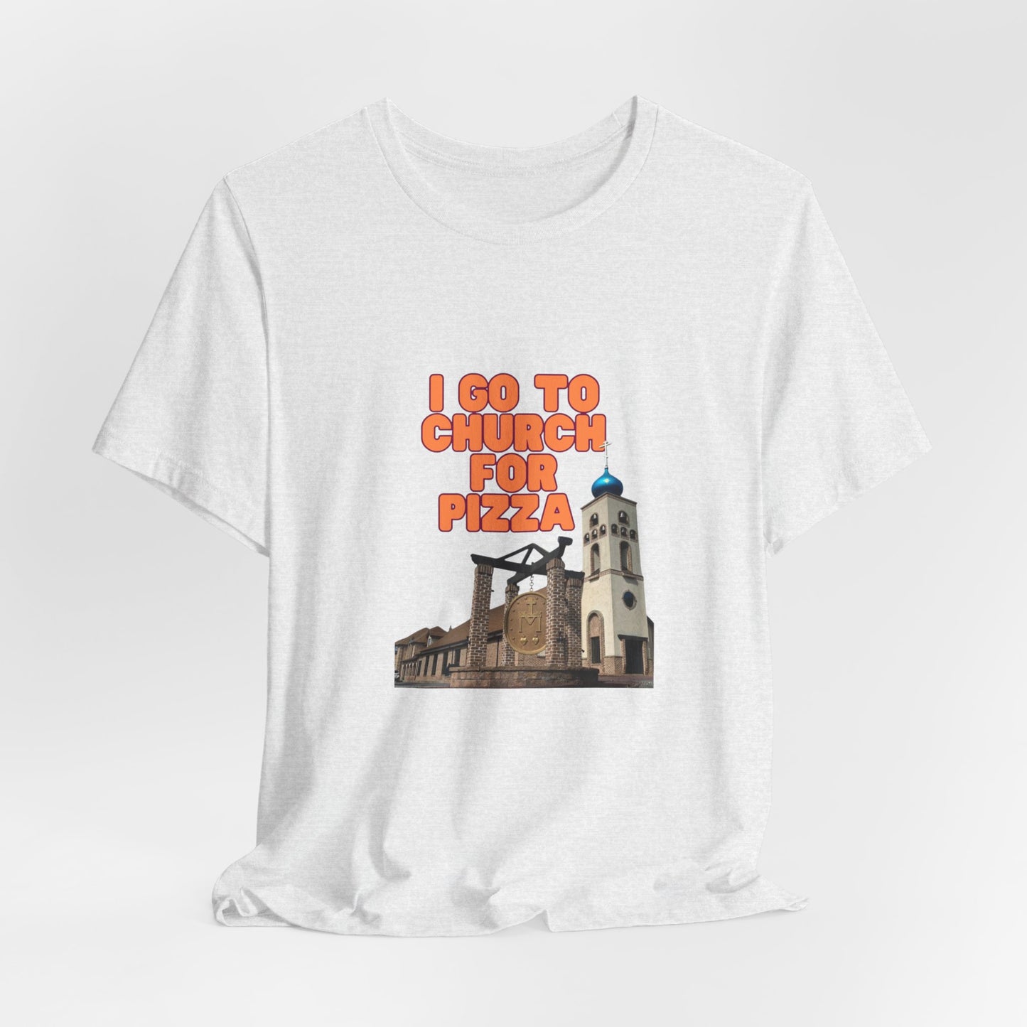 I Go to Church for Pizza T-Shirt — Funny Retro Church Pizza Graphic Tee