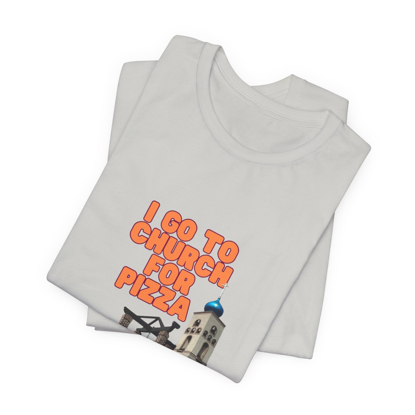 I Go to Church for Pizza T-Shirt — Funny Retro Church Pizza Graphic Tee