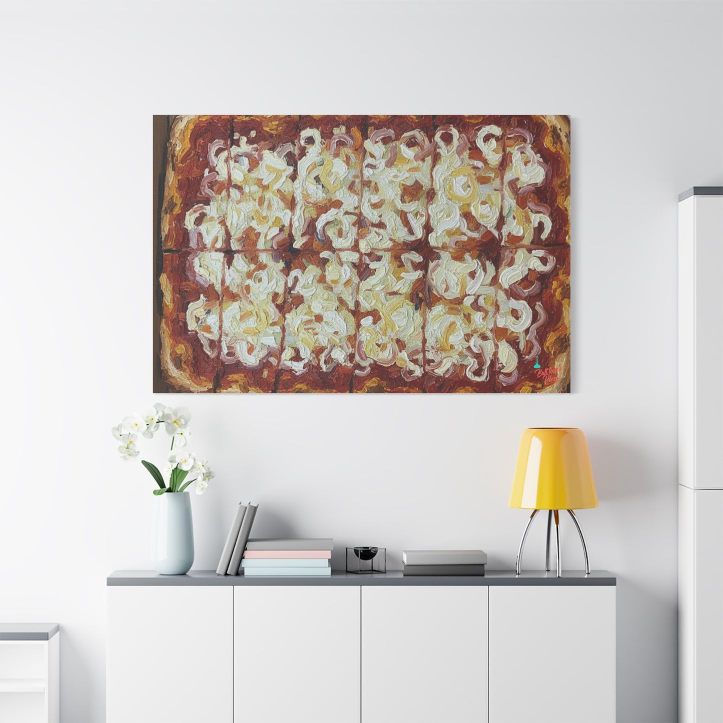 Belltower CLASSIC RED Wall Art Oil Painting Canvas — Rustic Margherita Painting on Stretched Matte Canvas