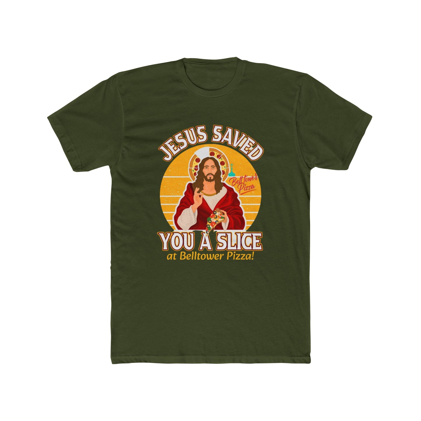 Jesus Saved You a Slice T-Shirt — Vintage Pizza Faith Tee