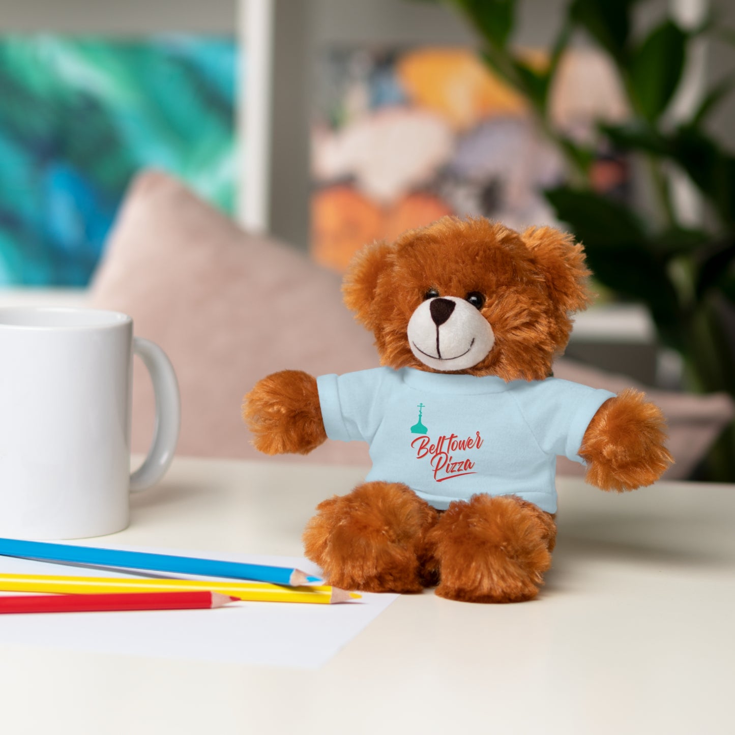 Bellflower Pizza Teddy Bear — Plush Toy with Branded Tee