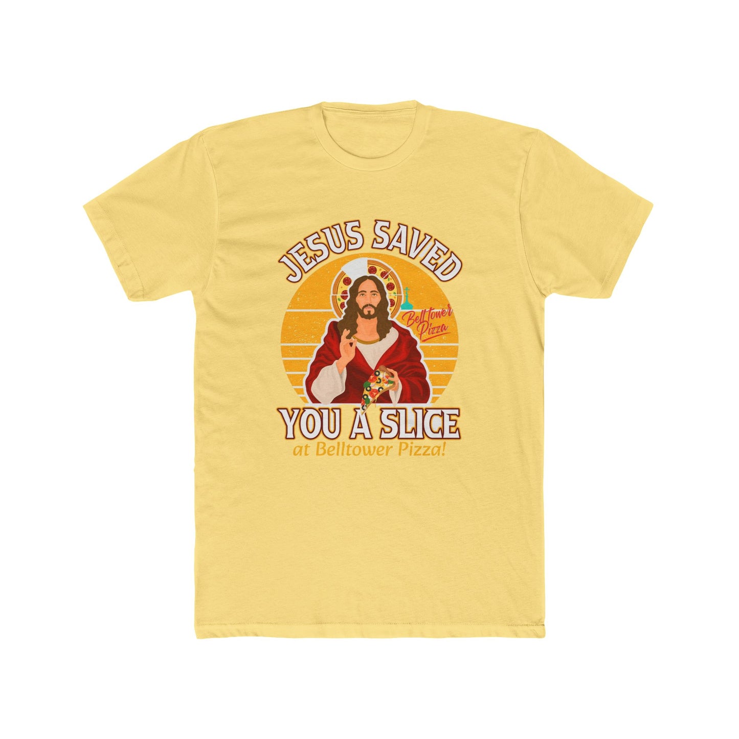 Jesus Saved You a Slice T-Shirt — Vintage Pizza Faith Tee