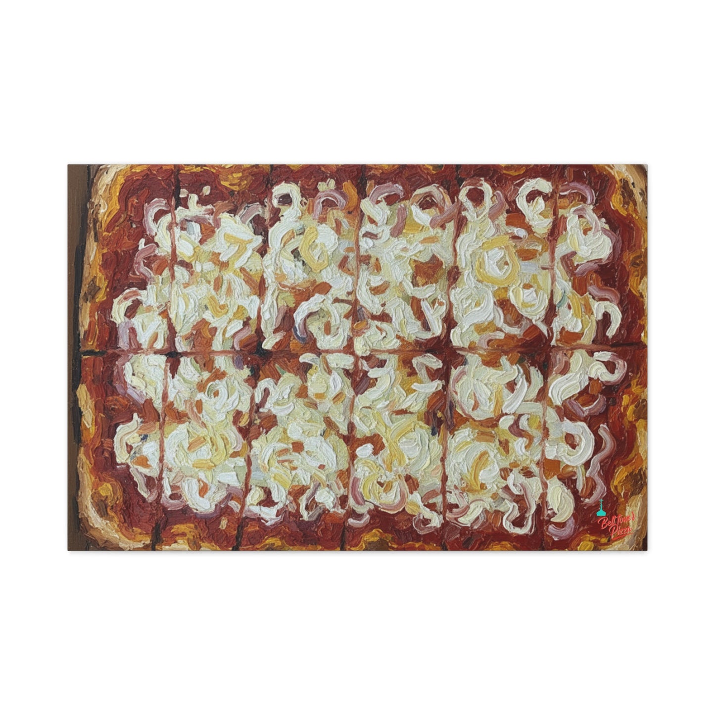 Belltower CLASSIC RED Wall Art Oil Painting Canvas — Rustic Margherita Painting on Stretched Matte Canvas