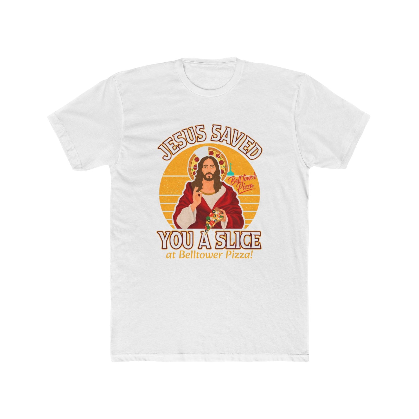 Jesus Saved You a Slice T-Shirt — Vintage Pizza Faith Tee