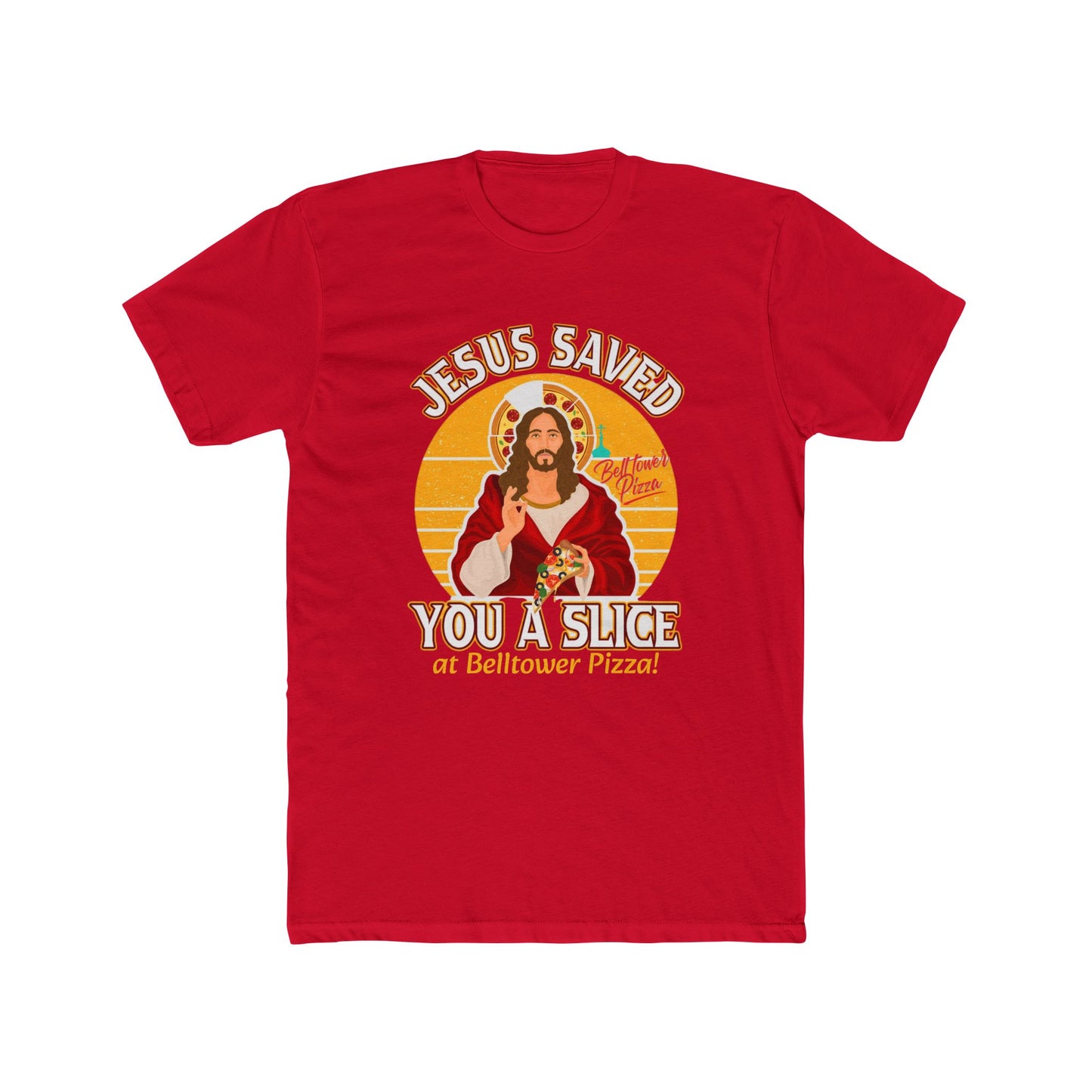Jesus Saved You a Slice T-Shirt — Vintage Pizza Faith Tee