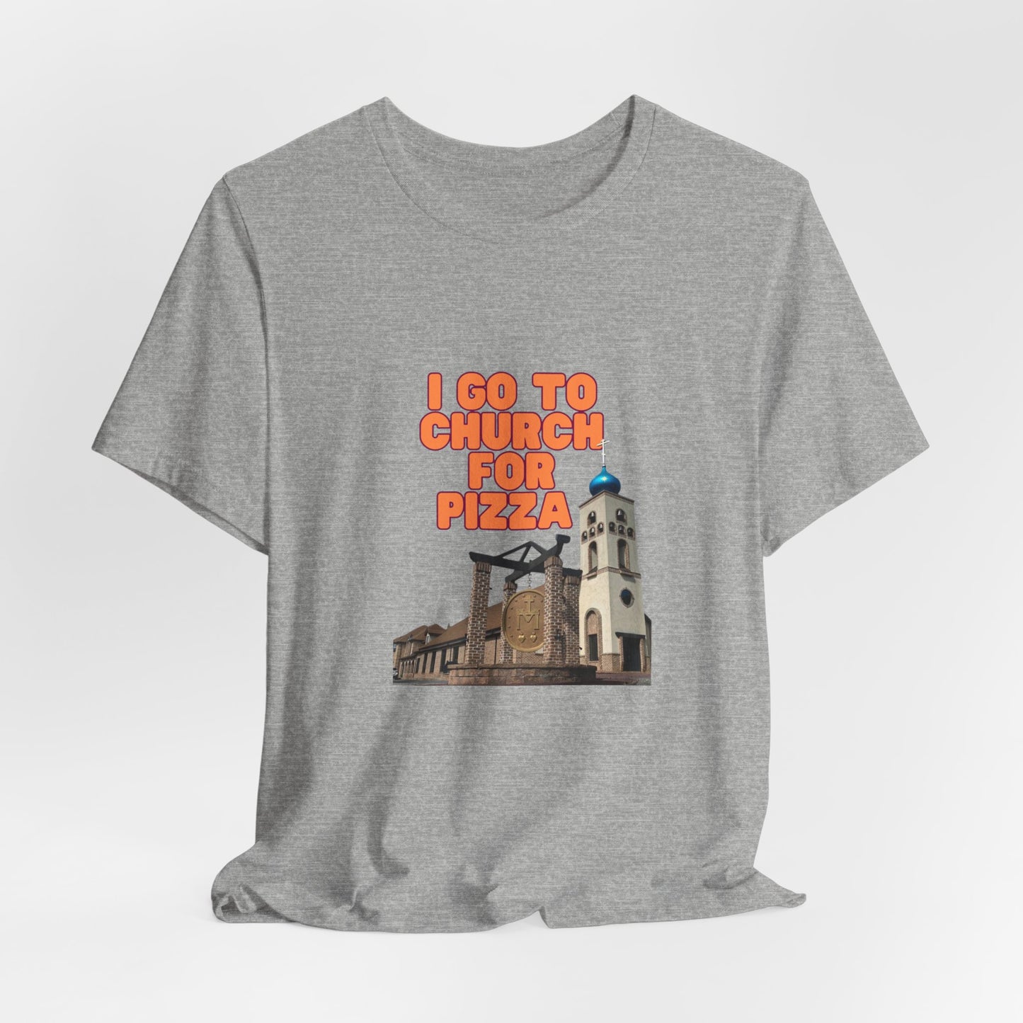 I Go to Church for Pizza T-Shirt — Funny Retro Church Pizza Graphic Tee