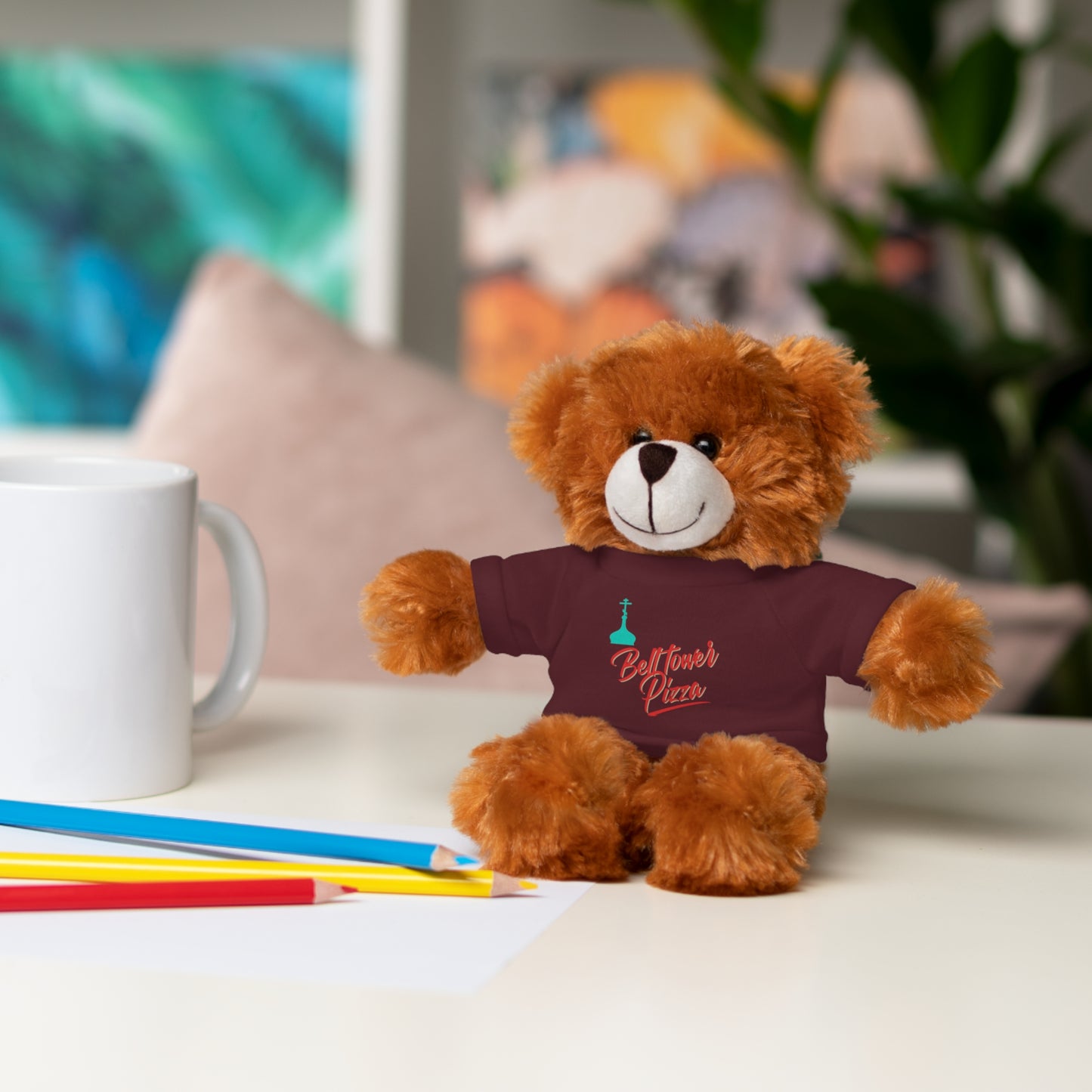 Bellflower Pizza Teddy Bear — Plush Toy with Branded Tee