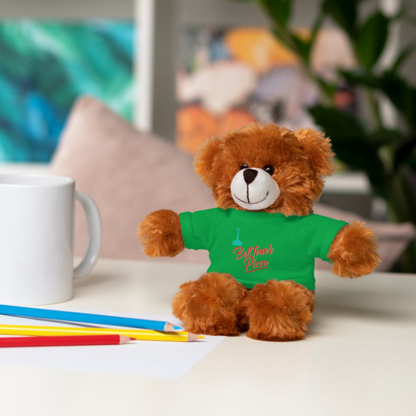 Bellflower Pizza Teddy Bear — Plush Toy with Branded Tee