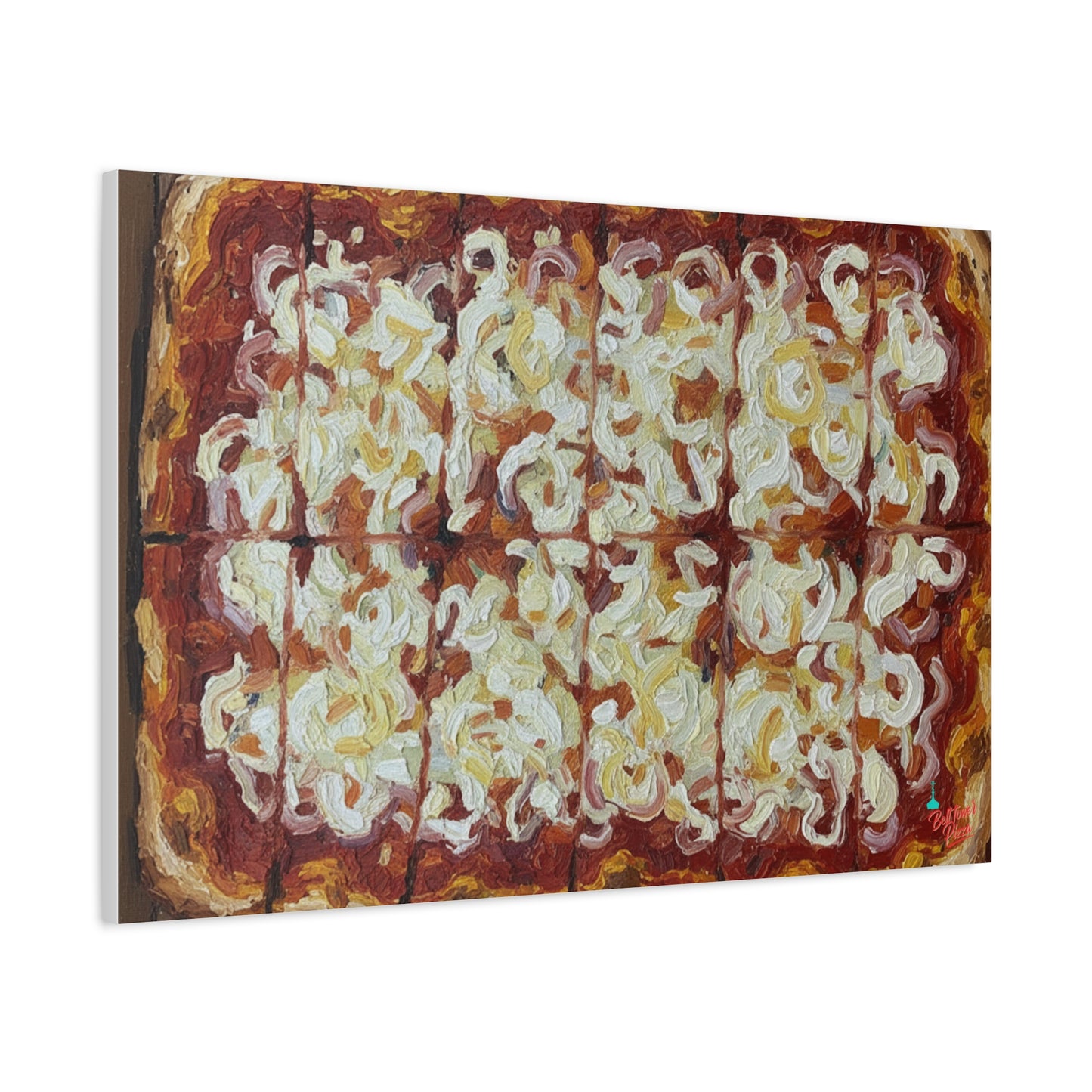 Belltower CLASSIC RED Wall Art Oil Painting Canvas — Rustic Margherita Painting on Stretched Matte Canvas