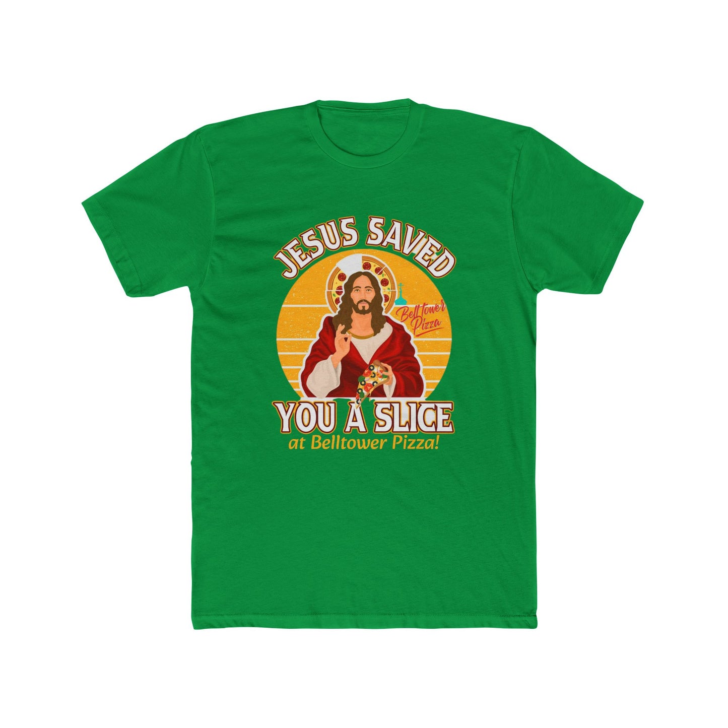 Jesus Saved You a Slice T-Shirt — Vintage Pizza Faith Tee