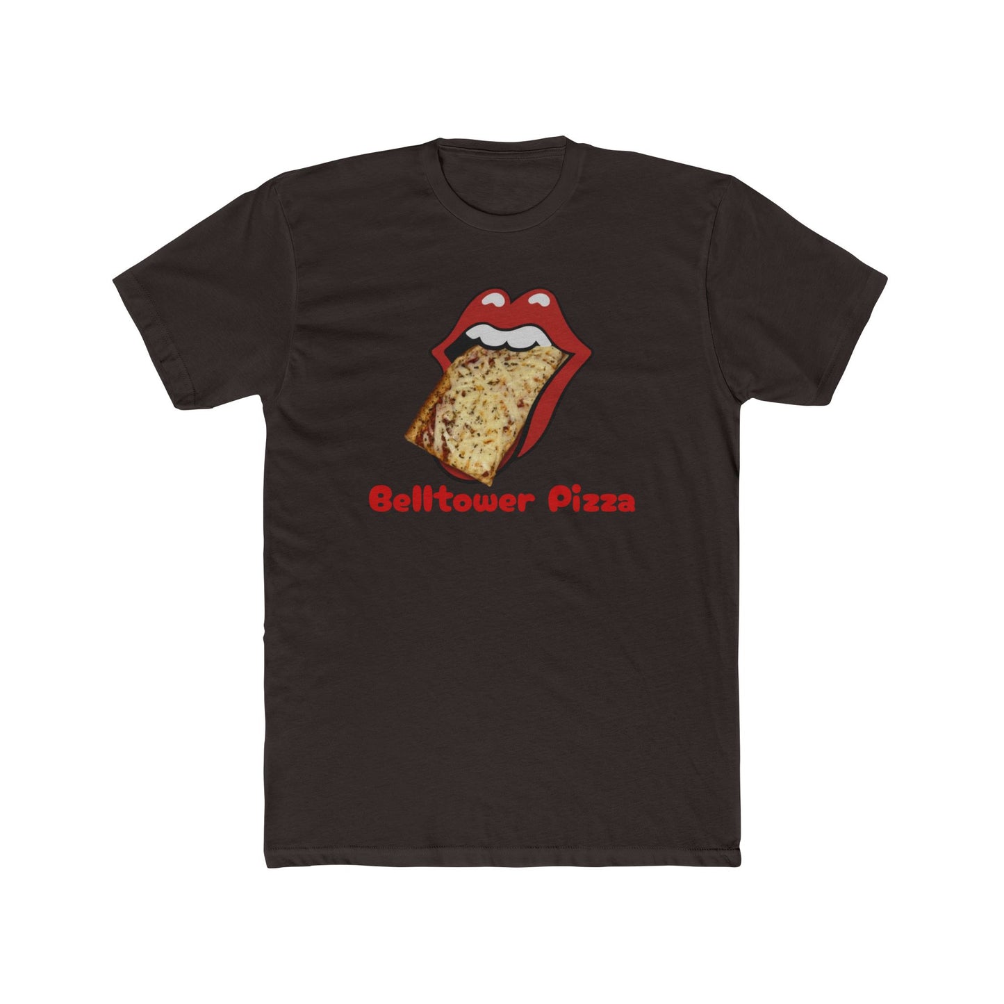 Belltower Pizza Graphic Tee — Retro Rolling Lips Pizza T-Shirt