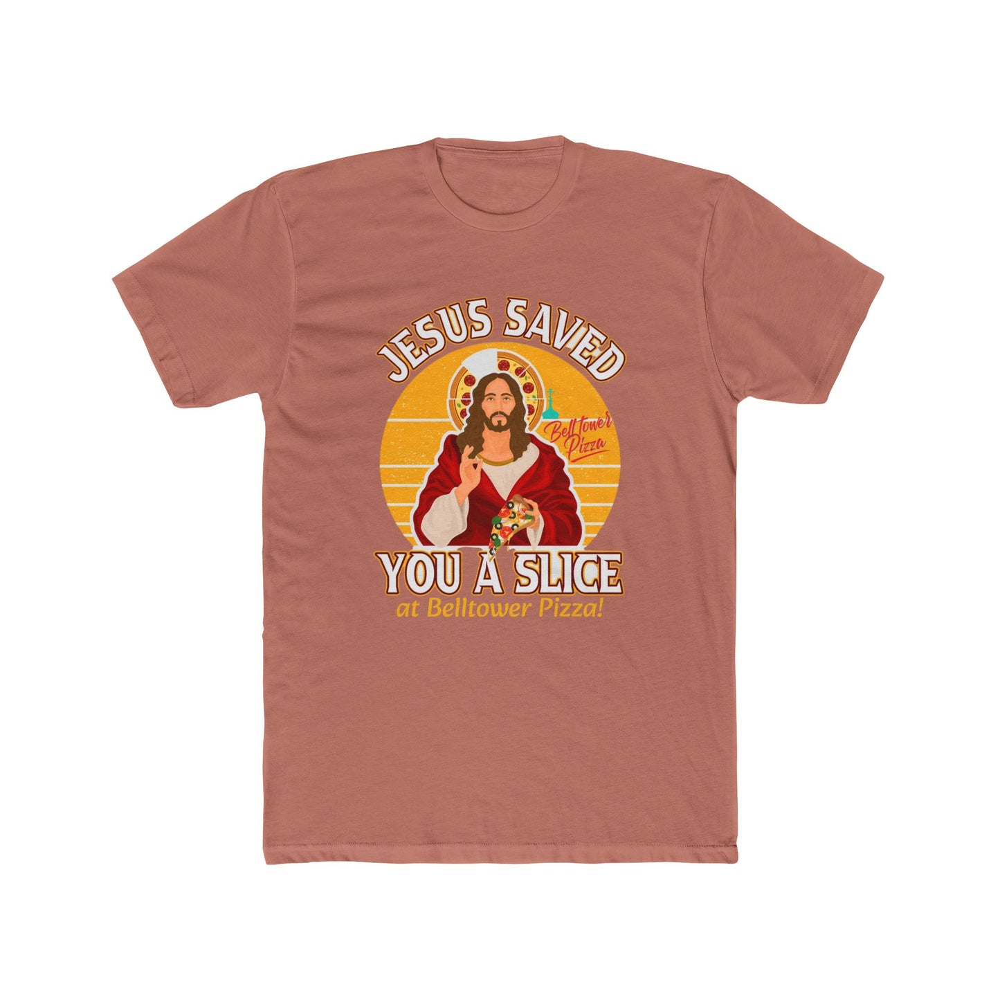 Jesus Saved You a Slice T-Shirt — Vintage Pizza Faith Tee