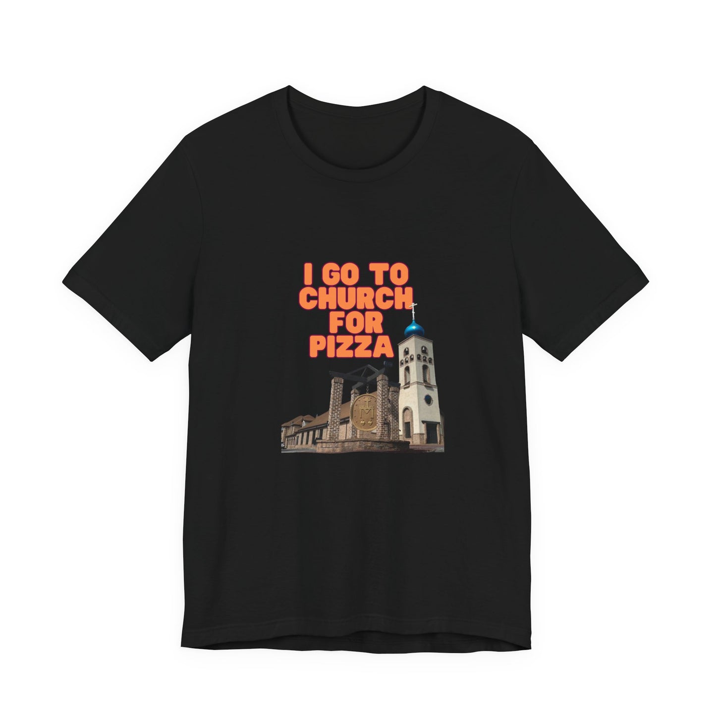 I Go to Church for Pizza T-Shirt — Funny Retro Church Pizza Graphic Tee
