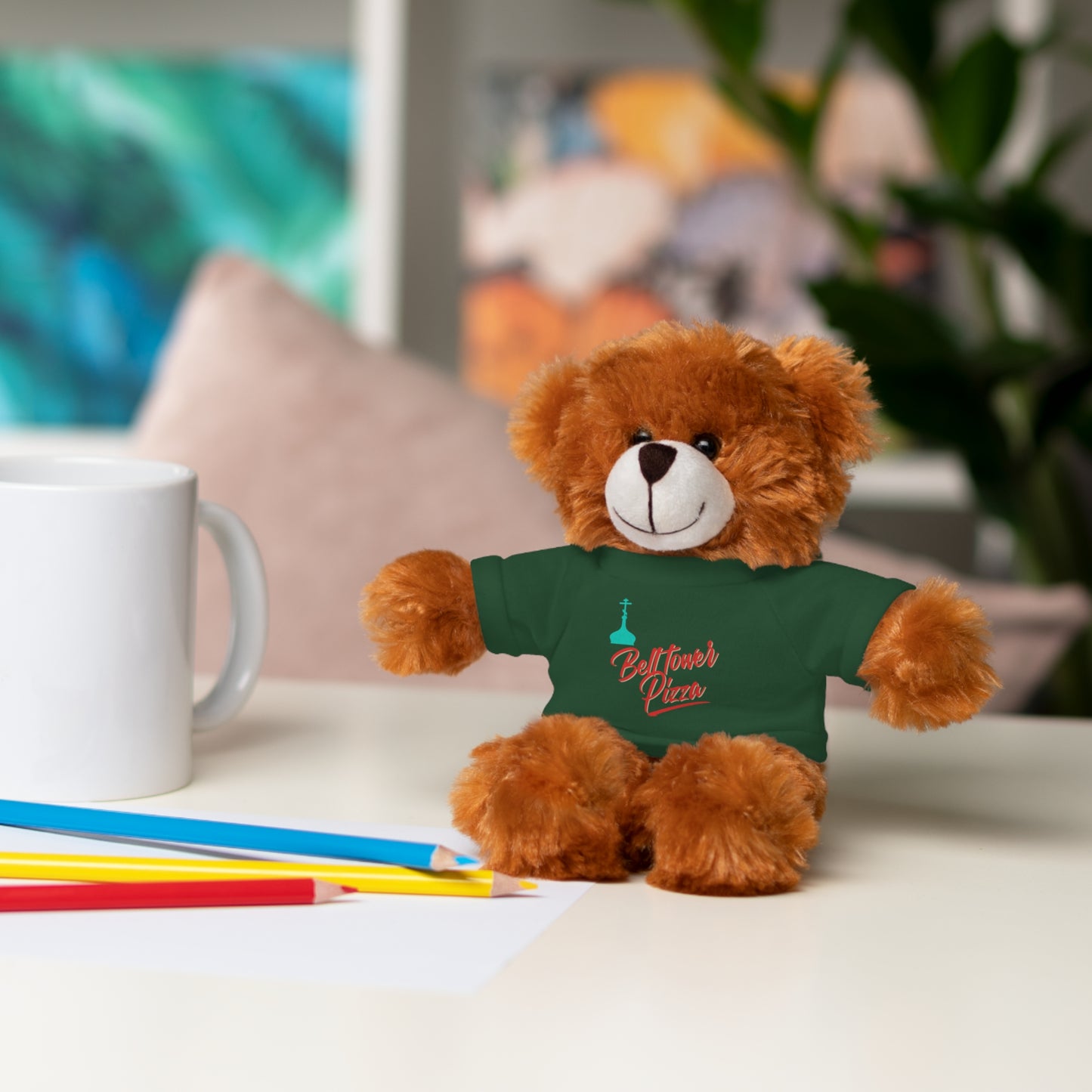 Bellflower Pizza Teddy Bear — Plush Toy with Branded Tee