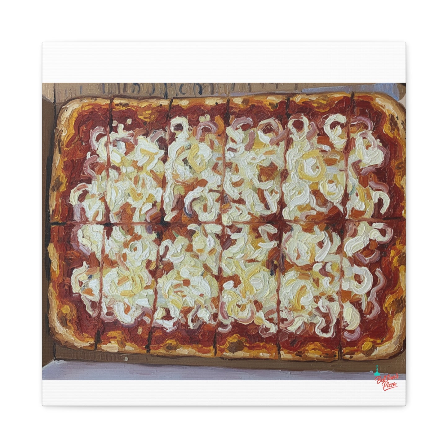 Belltower CLASSIC RED Wall Art Oil Painting Canvas — Rustic Margherita Painting on Stretched Matte Canvas