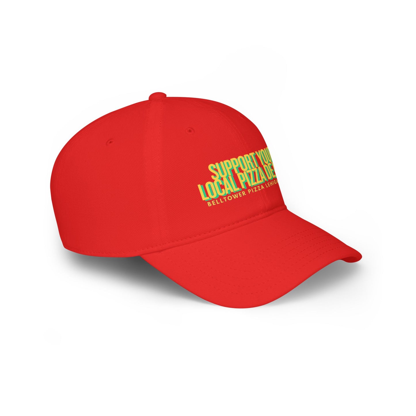 Support Your Local Pizza Dealer Baseball Cap — Red Low Profile Hat